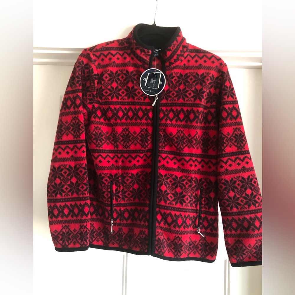 NWT Karen Scott zip up fleece sweater size PS